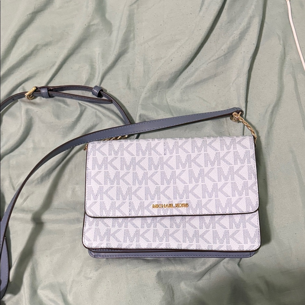 Michael Kors Monogram Blue and White Crossbody Bag